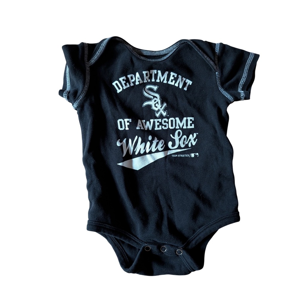 Team Athletics Chicago White Sox Bodysuit Kids 6/9M Black Excellent MLB Graphic